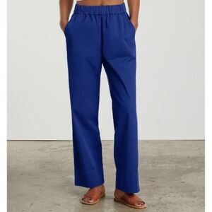 Everlane cobalt blue cotton twill pull on easy pants size 4 wide leg